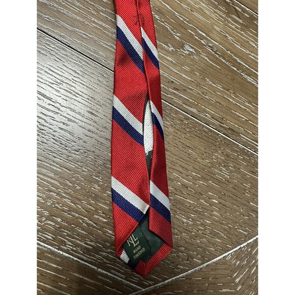 Lauren Ralph Lauren Mens Silk Neck Ties Lot of 2 Hand Sewn Red Black Blue - Picture 9 of 9